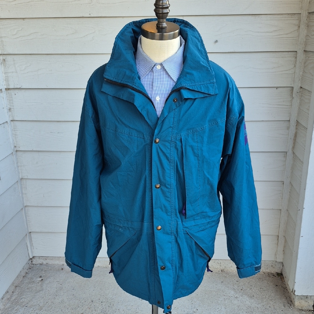 THE NORTH FACE Stowaway III Teal Goretex Poly Nylon Shell Mens XL Zip Jacket VTG